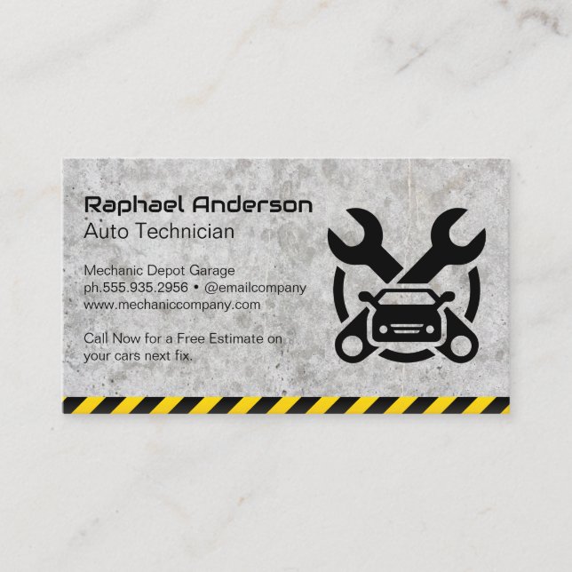 Mechanic Technician | Wrenches Car Shop Logo Visitenkarte (Vorderseite)
