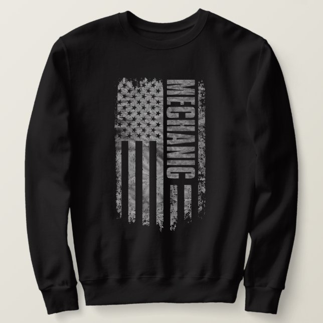 Mechanic USA-Flagge Distressed-Design Sweatshirt (Design vorne)