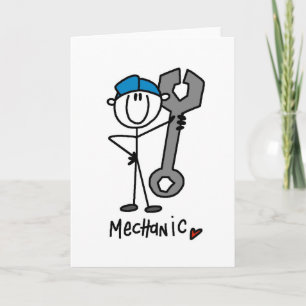 Mechanic With Wrench Stick Figure Karte