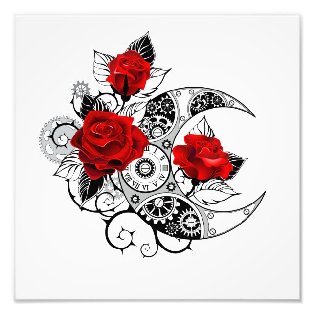 Mechanical Crescent with Red Roses Fotodruck (Vorne)