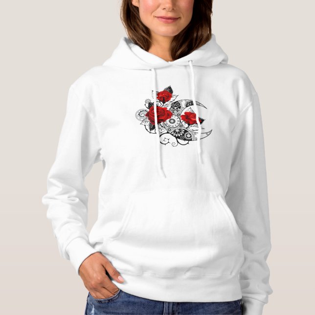 Mechanical Crescent with Red Roses Hoodie (Vorderseite)