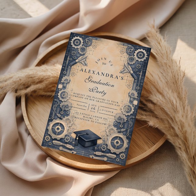 Mechanical Engineer Graduation Einladung (Von Creator hochgeladen)