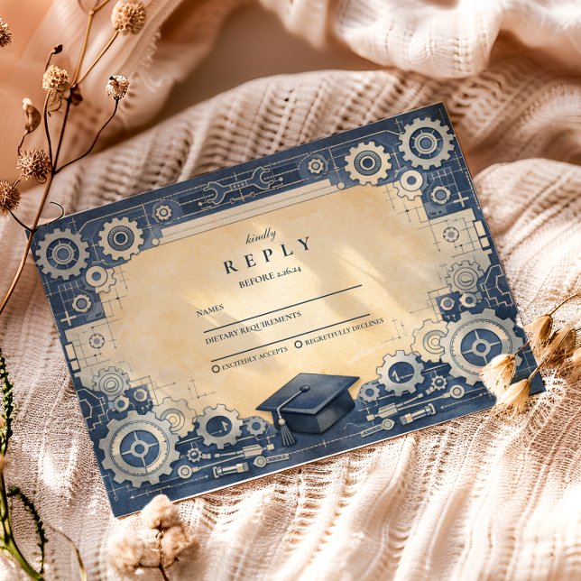 Mechanical Engineer Graduation RSVP Karte (Von Creator hochgeladen)