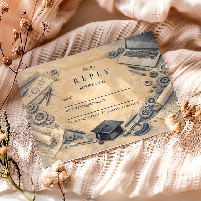 Mechanical Engineering Graduation Party RSVP Karte (Von Creator hochgeladen)