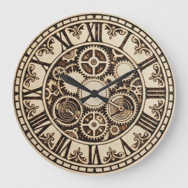 Mechanical Gears Wall Clock Große Wanduhr (Vorderseite)