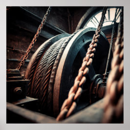 Mechanical Power: Winding Drum and Drive Cable Poster