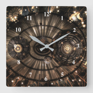 Mechanical Steampunk Zodiac Constellations Quadratische Wanduhr