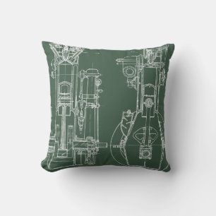 Mechanichal Zeichnend Blueprint Engineer Kissen