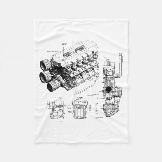 Mechanics Car Enthusiast Men Engine Eces  Fleecedecke (Vorderseite)