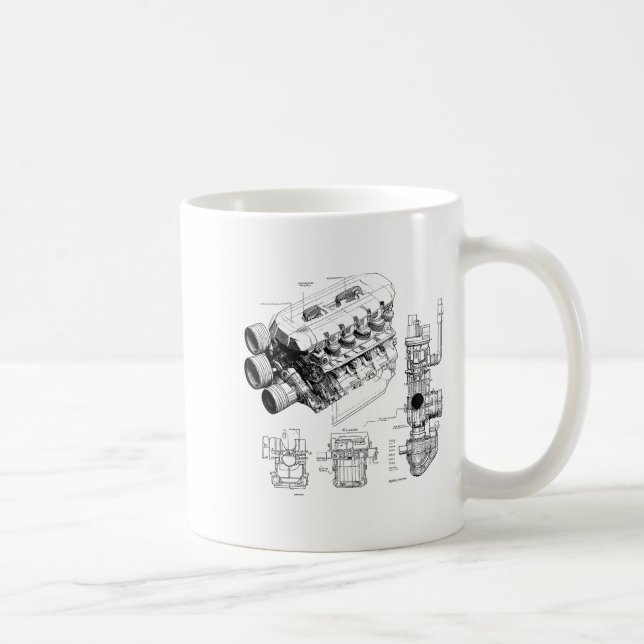 Mechanics Car Enthusiast Men Engine Eces  Kaffeetasse (Rechts)