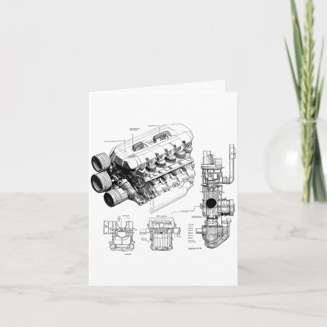 Mechanics Car Enthusiast Men Engine Eces  Karte (Vorderseite)