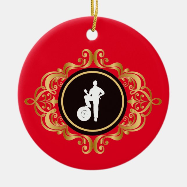 Mechanics Day Viktorianisch Style Weihnachtsschmuc Keramik Ornament (Vorne)