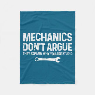 Mechanics Don't Argue They Explain Funny Gift Car Fleecedecke