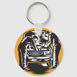 Mechanics Working On A Car Keychain Schlüsselanhänger
