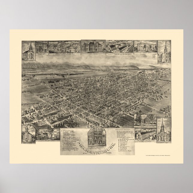 Mechanicsburg, PA - Panoramakarte - 1903 Poster (Vorne)