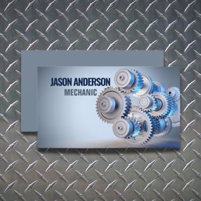 Mechanik für die Reparatur von Auto- und Industrie Visitenkarte (Auto Repair Automotive Industrial Gears Mechanic Business Card)