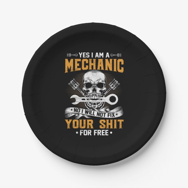 Mechanik Ja, ich bin ein Mechaniker Pappteller (Vorderseite)