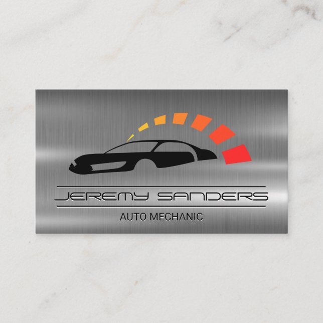 Mechanik | Metall | Auto-Service-Logo Visitenkarte (Vorderseite)
