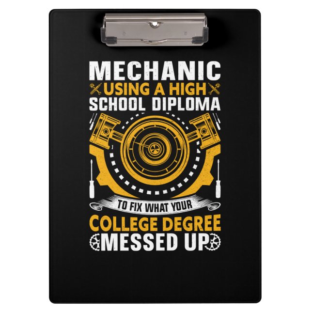 Mechanik mit einem Diplom Klemmbrett (Vorderseite)
