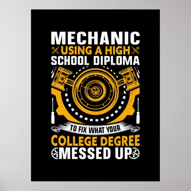 Mechanik mit einem Diplom Poster (Vorne)