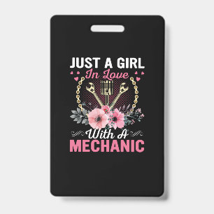Mechanik nur eines Mädchens in Liebe mit einem Mec Ausweis