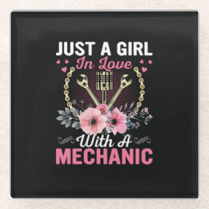 Mechanik nur eines Mädchens in Liebe mit einem Mec Glasuntersetzer