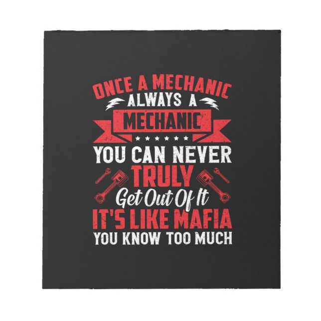 Mechanik sobald ein Mechaniker immer ein Mechanike Notizblock (Vorderseite)