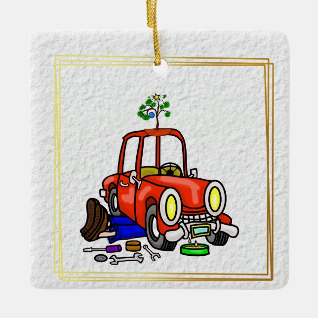 Mechanik unter Auto Weihnachtsschmuck (Vorderseite)