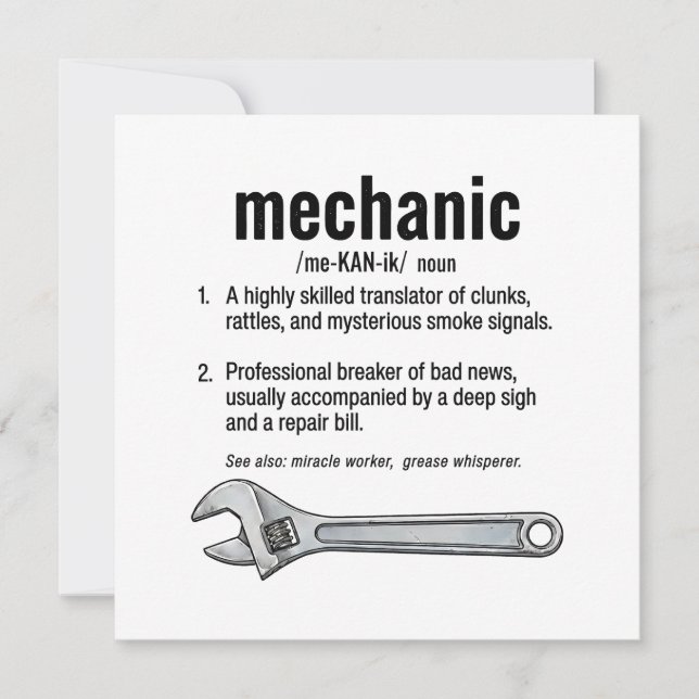 Mechaniker-Definition  Karte (Vorderseite)