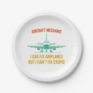Mechaniker des Flugzeugs kann ich Flugzeuge repari Pappteller