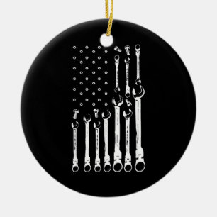 Mechaniker-Flagge Amerikanische patriotische Flagg Keramik Ornament