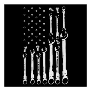 Mechaniker-Flagge Amerikanische patriotische Flagg Poster