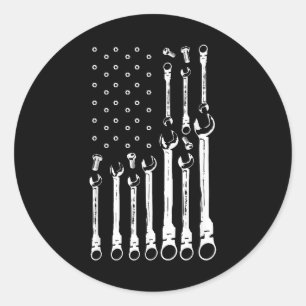 Mechaniker-Flagge Amerikanische patriotische Flagg Runder Aufkleber