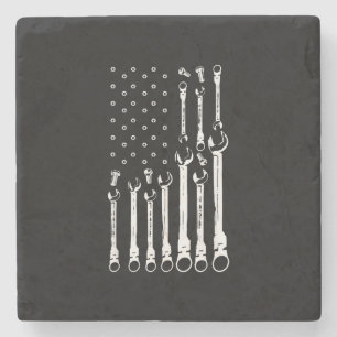 Mechaniker-Flagge Amerikanische patriotische Flagg Steinuntersetzer