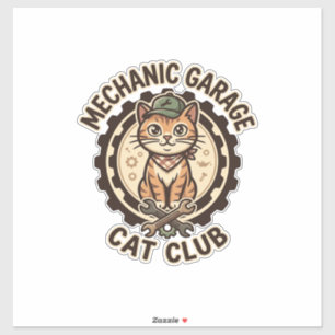 Mechaniker Garage Katze POD Vektorgrafik - Mechani Aufkleber