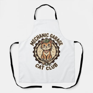 Mechaniker Garage Katze POD Vektorgrafik - Mechani Schürze