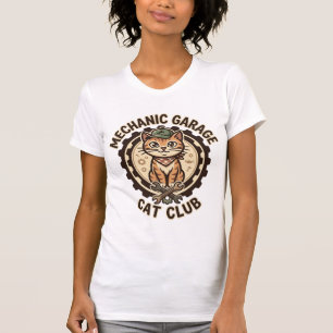 Mechaniker-Garagen-Katze POD-Vektorgrafik - Mechan T-Shirt