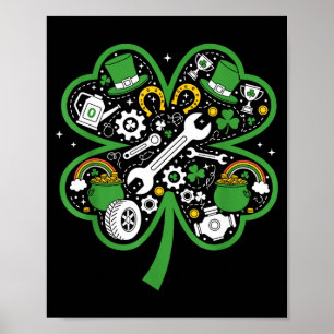 Mechaniker Kleeblatt St. Patricks Tag Damen Poster