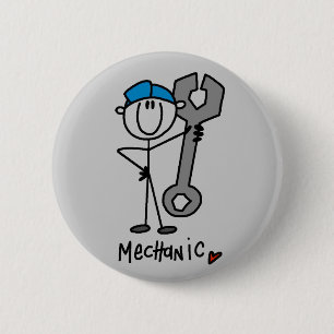 Mechaniker Mit Schraubenschlüssel-Strichmännchen Button