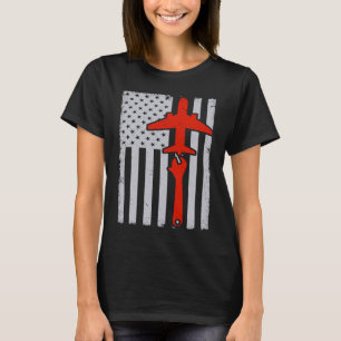 Mechaniker US-Flagge Flugzeug Flugzeug Mechaniker T-Shirt