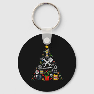 Mechaniker-Weihnachtsbaum-Schmuck im Garagen-Autom Schlüsselanhänger