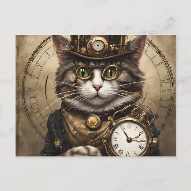 Mechanikerkatze Postkarte (Vorderseite)