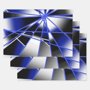 Mechanisch Zeichnend Mosaik mit blauer Farbenfüllu Geschenkpapier Set