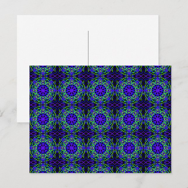 Mechanisch Zeichnend Schwarz-Blau-Lila-Limettengrü Postkarte (Vorne/Hinten)