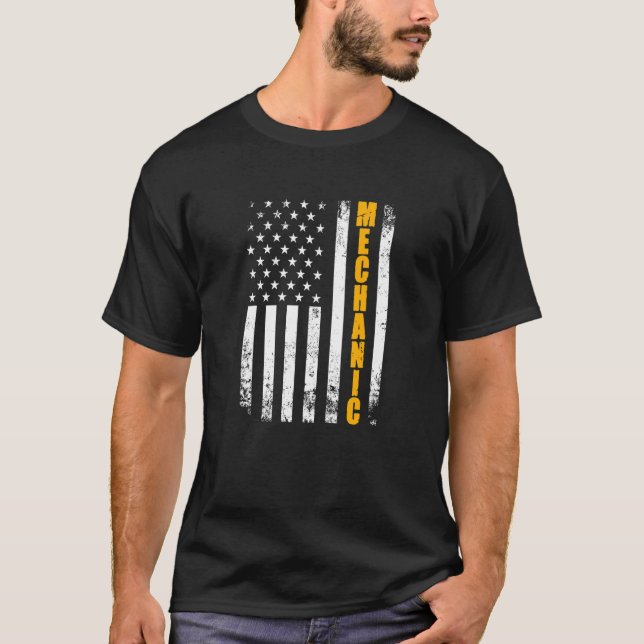 Mechanische amerikanische Flagge Usa Patriotic Pro T-Shirt (Vorderseite)