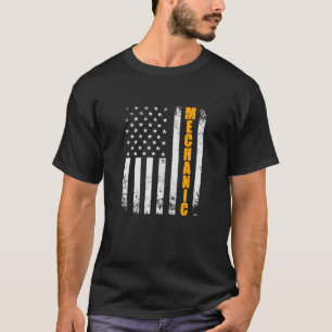 Mechanische amerikanische Flagge USA Vintag Funny  T-Shirt