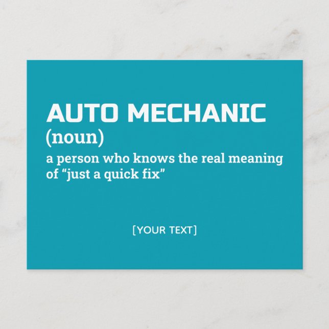 Mechanische Auto-Definition-Postkarte Postkarte (Vorderseite)