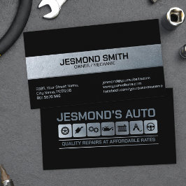 Mechanische Auto Reparatur metallische Symbole Visitenkarte
