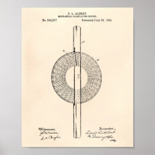 Mechanische Berechnung 1893 Patent Art Old Peper Poster