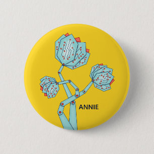 Mechanische Blume der Schalttafel Geek Girl Name Button